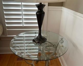 MATCHING IRON AND GLASS SIDE TABLE