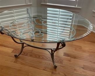 IRON AND GLASS COFFEE TABLE