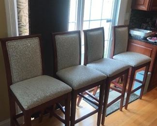 4 UPHOLSTERED BAR HEIGHT STOOLS