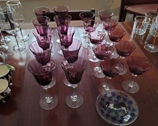 Antique German amethyst Roemer glasses