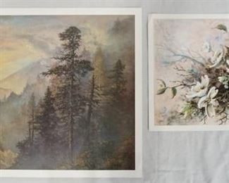 1025	LOT OF TWO SIGNED LEE ROBERSON LIMITED EDITION PRINTS; *LAND OF A THOUSAND SMOKES* NO 540/1000, 17 1/2 IN X 25 1/2 IN & *SPRINGS FLING*  1988  NO. 540/1000 12 IN X 19 IN. BOTH PRINTS HAVE SOME STAINING & MINOR CREASES. 
