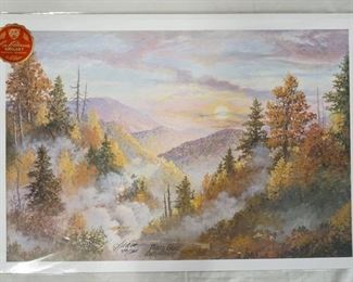 1043	SIGNED LEE ROBERSON LIMITED EDITION PRINT TITLED *MISTY GLOW* 1999 NO. 540/1000. IMAGE IS 17 1/2 IN X 25 1/2 IN 
