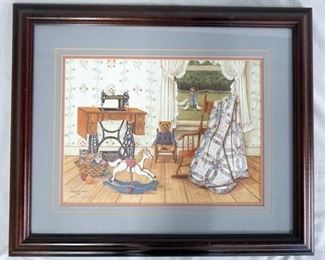 1054	SIGNED WILMA B. VINCENT LIMITED EDITION FRAMED PRINT NO. 299/1500 DATED 1989.  APP. 19 1/4 X 23 1/4 INCLUDING FRAME 
