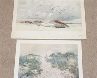 1089	LOT OF TWO CAROLYN BLISH ART POSTERS BY AARON ASHLEY INC. YONKERS NEW YORK. LOT INCLUDES *A PATH TO THE SEA* & *FLYING IN* LARGEST IS 31 IN X 40 IN. 
