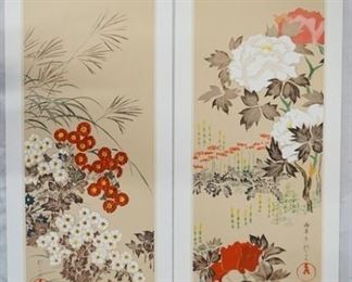 1099	LOT OF TWO SAKAI HOITSU PRINTS BY NEW YORK GRAPHIC SOCIETY; *CHRYSANTHEMUMS* & *PEONIES AND CHRYSANTHEMUMS* BOTH ARE 34 1/2 IN X 12 1/2 IN. 
