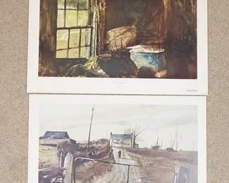 1103	LOT OF TWO ANDREW WYETH ART POSTERS; *CHESTER COUNTRY FARM* & *SPLIT ASH BASKET* BOTH ARE BY AARON ASHLEY INC. LARGEST IS 33 3/4 IN X 26 1/2 IN. 
