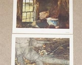 1107	LOT OF TWO ANDREW WYETH ART POSTERS BY AARON ASHLEY INC. *SPRING BEAUTY* HAS SOME MINOR TEARS AROUND THE BORDER & *SPLIT ASH BUSH* LARGEST IS 33 3/4 IN X 26 1/2 IN. 
