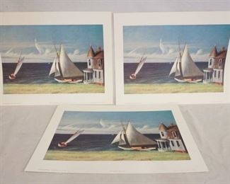 1110	LOT OF THREE EDWARD HOPPER ART POSTERS. ALL ARE *THE LEE SHORE, CAPE COD* PRINTED IN JAPAN BY HARRY N. ABRAMS INC., NEW YORK 1980. THEY ARE 25 IN X 19 IN. 
