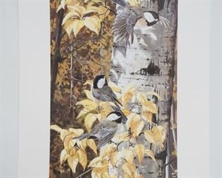 1113	SIGNED JANENE GRENDE UTTER LIMITED EDITION PRINT *AUTUMN CLOWNS* NO. 241/275 PENCIL SIGNED LOWER RIGHT. HAS SOME DAMAGE ON UPPER & LOWER RIGHT HAND CORNERS. 24 1/4 IN X 13 1/2 IN. 
