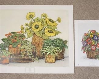 1117	LOT OF TWO IDA PELLEI ART PRINT/POSTERS BY NEW YORK GRAPHIC SOCIETY; *BASKET BOUQUET WITH ANEMONES* COPYRIGHT DATED 1973 & *SUNFLOWERS* COPYRIGHT DATED 1976-HAS SOME MINOR WEAR/FOXING AROUND BORDER. LARGEST IS 36 IN X 28 3/4 IN.  
