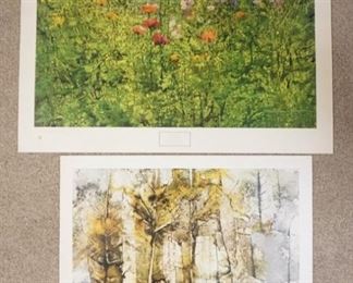 1124	LOT OF TWO ART POSTERS BY NEW YORK GRAPHIC SOCIETY; *OVERGROWN QUARRY* BY WILLIAM THON COPYRIGHT DATED 1971 & *MISTY MORNING* BY MALCOM THOMPSON, COPYRIGHT DATED 1976. LARGEST IS 38 IN X 30 IN. 
