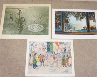 1128	LOT OF THREE ART POSTERS BY NEW YORK GRAPHIC SOCIETY. LOT INCLUDES; *CARNIVAL* BY JAMES ENSOR, *DAYBREAK* BY MAXFIELD PARRISH COPYRIGHT DATED 1974, & *CARRIE AND COCOA* BY ROBERT VICKREY COPYRIGHT DATED 1972. LARGEST IS 36 IN X 27 IN. POSTERS HAVE SOME MINOR WEAR AROUND BORDERS. 
