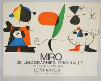 1139	JOAN MIRO ART EXHIBITION POSTER.  20 IN X 26 IN. 
