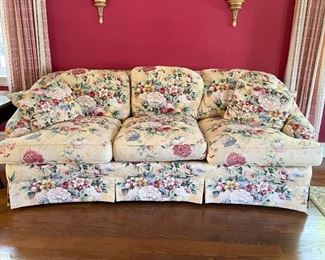 Pale Yellow / Floral 3-Seat Sofa by Sherrill