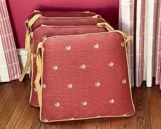 Set of 4 Seat Cushions with Roosters / Chickens