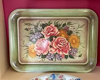 Metal Serving Tray - Roses, Floral