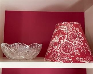 Crystal Bowl, Red Lamp Shade