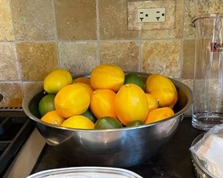 Stainless Steel Bowl, Artificial Fruit