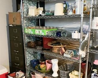 Metal 4-Drawer File Cabinet, Metro Utility Shelving with Casters, Housewares & Flower Pots