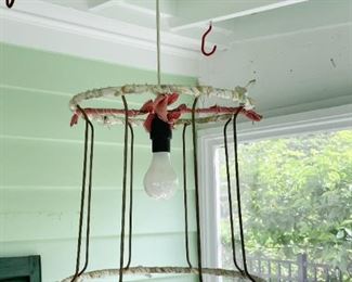 Cottage Style Pendant Light with Bare Lamp Shade