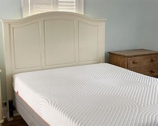 White Cottage Style Queen Size Headboard, Tempur-Pedic Ergo Premier Mattress and Bed Frame