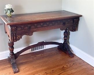 Vintage Carved Wood Writing Desk