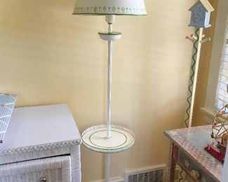 Vintage Metal Floor Lamp with Table