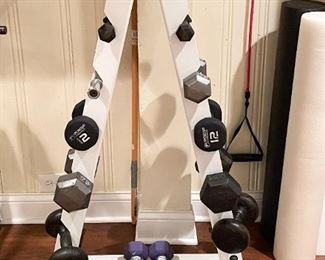 Hand Weights with Rack