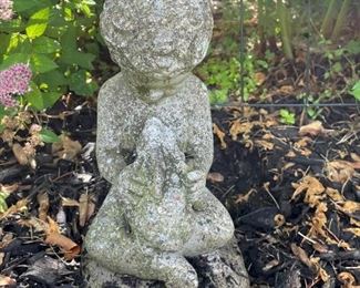 Concrete Garden Statue - Child with Rabbit