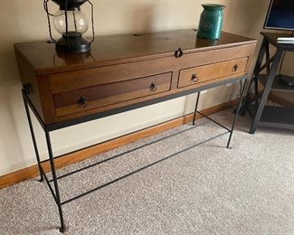Wood & metal entryway/sofa table with drawers