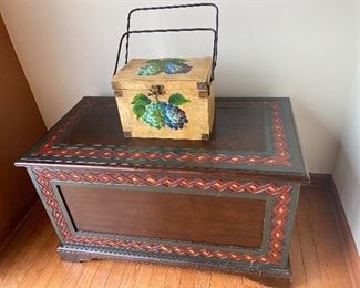 wooden hand painted storage chest