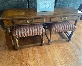 Sofa table with benches