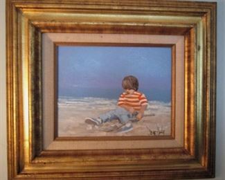 Original Painting Boy at Beach