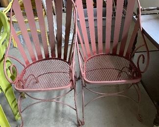 2 neat metal patio chairs