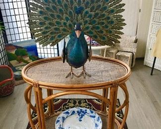 Metal Peacock - Rattan Table 
