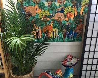 Canvas Art - Silk - Fish Planter (Mexico) as is: piece missing from tail 