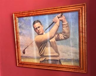 Framed lithograph of painting by Thomas E Stephens, Bobby Jones