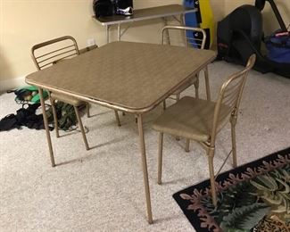 Vintage card table with folding chairs