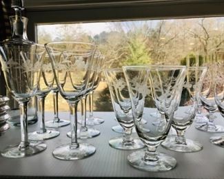 Etched glass stemware
