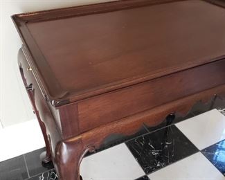 rectangular table with raised edge and rounded legs - 27" high x 29" wide x 18" deep