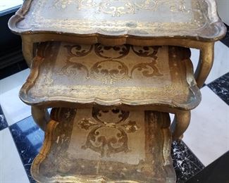 Set of three nesting tables - largest table is 23" high x 22" wide x 14" deep