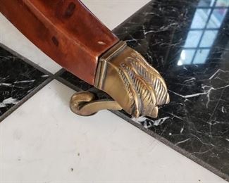 two-tiered side table with lion detail - 31" high x 27" wide x 17" deep