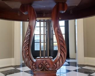 Side table with harp detail - 30" tall x 32" wide x 24" deep