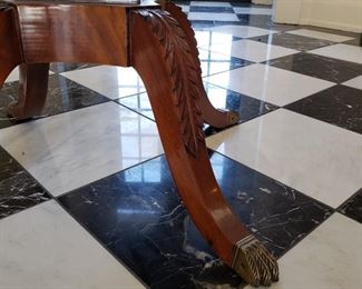 Side table with harp detail - 30" tall x 32" wide x 24" deep