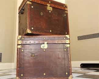 Leather trunks - each trunk is 19" tall x 24" wide x 16" deep