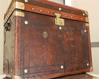 Leather trunks - each trunk is 19" tall x 24" wide x 16" deep
