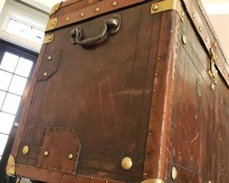 Leather trunks - each trunk is 19" tall x 24" wide x 16" deep