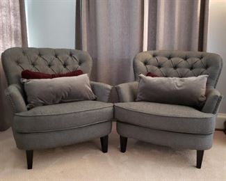 Blue tufted back chairs - 33" high x 31" wide x 34" deep