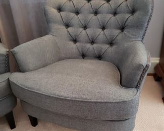 Blue tufted back chairs - 33" high x 31" wide x 34" deep