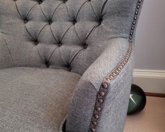 Blue tufted back chairs - 33" high x 31" wide x 34" deep